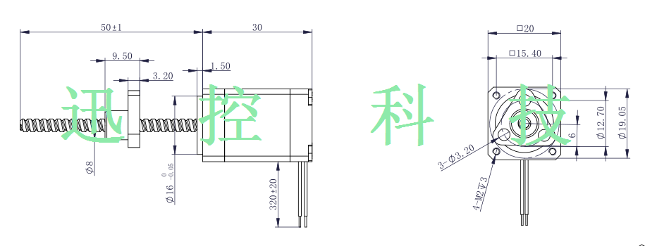 20系列梯形（T型）外驅式絲桿步進電機/迅控科技